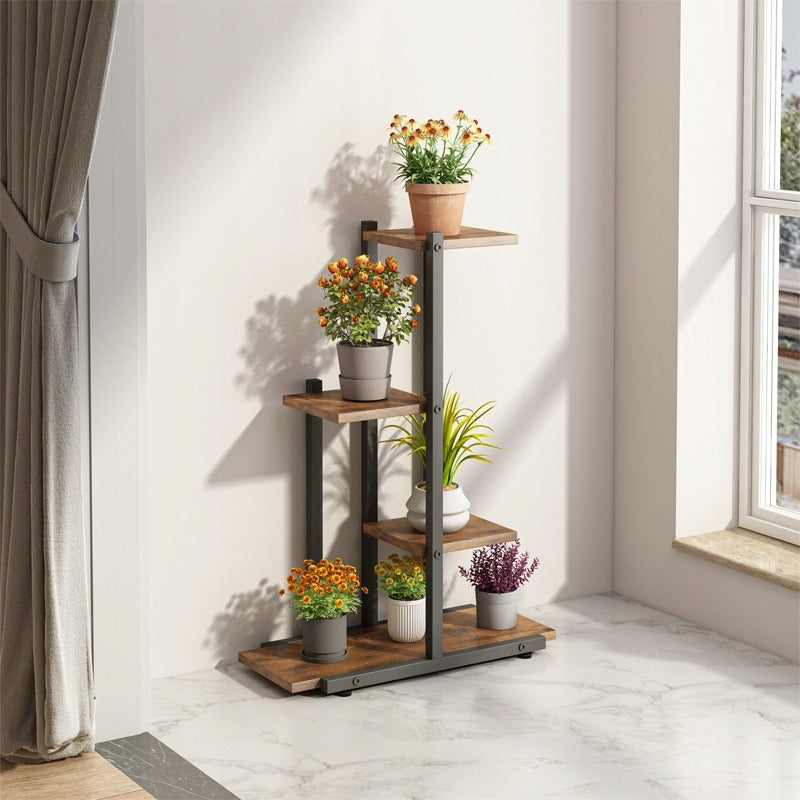 Support à plantes style loft rustique – étagère à plantes pour pots de fleurs