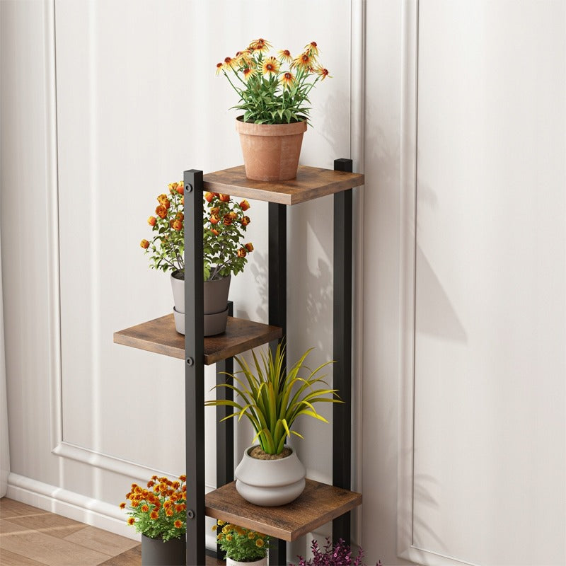 Support à plantes style loft rustique – étagère à plantes pour pots de fleurs