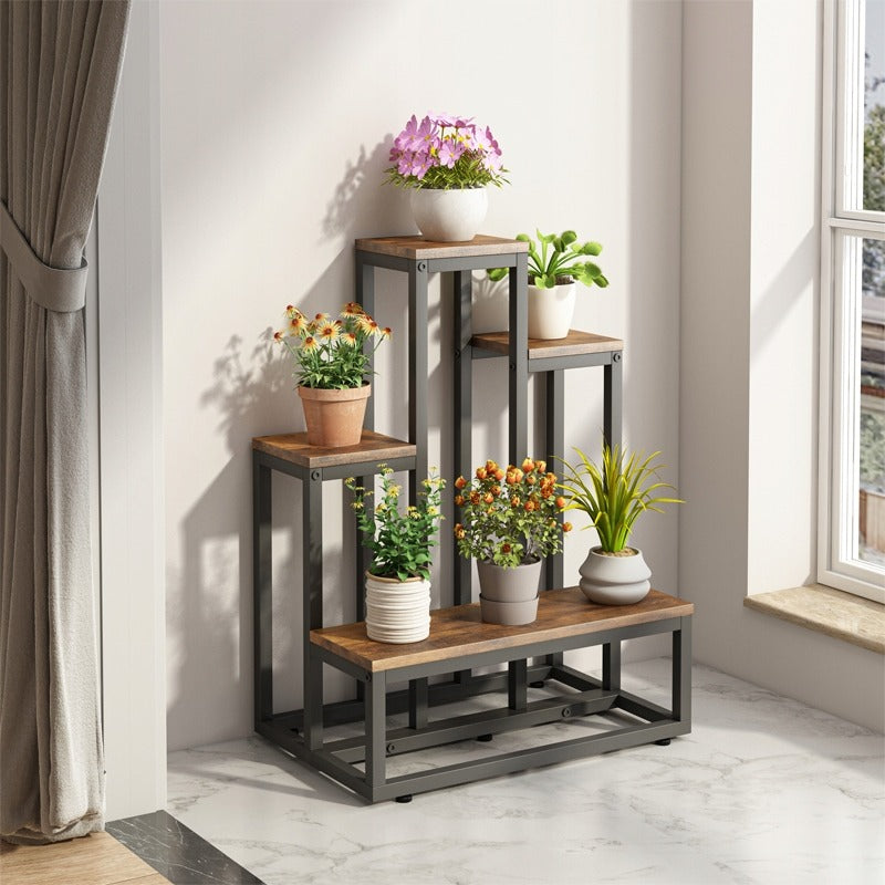 Étagère à plantes rustique – 67 cm de haut, style loft / industriel