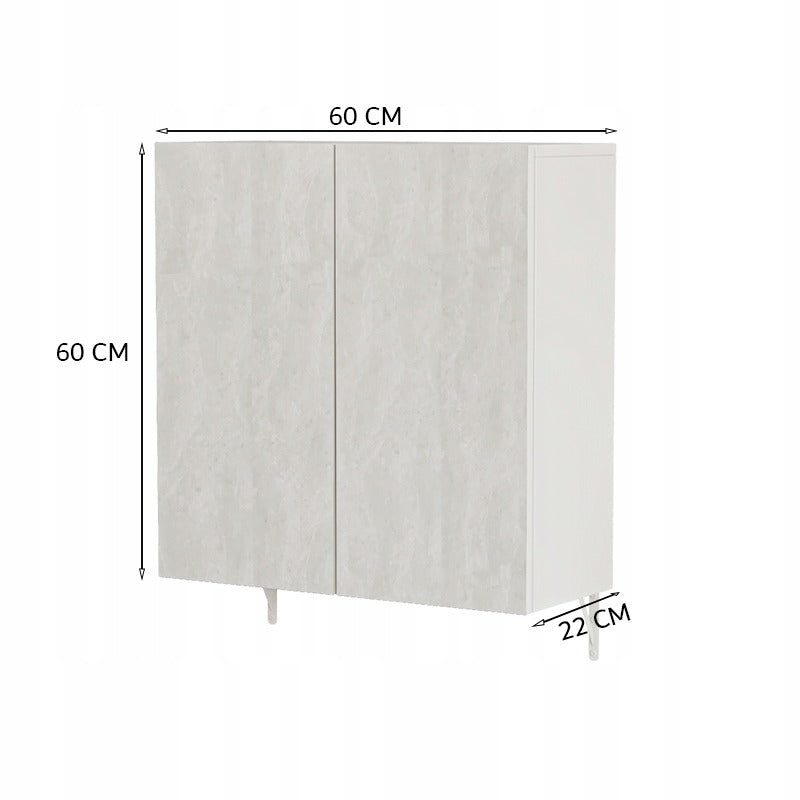 Armoire murale de salle de bain avec miroir – 60x60x22 cm, 2 portes, blanc, design moderne
