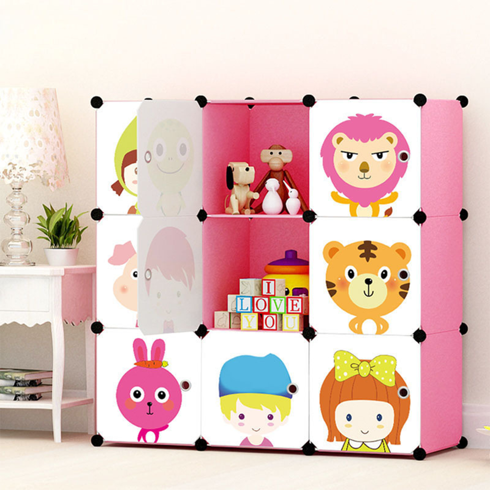 Armoire modulable pliable pour enfants 110 x 110 cm – armoire colorée avec portes imprimées, idéale pour la chambre d’enfant