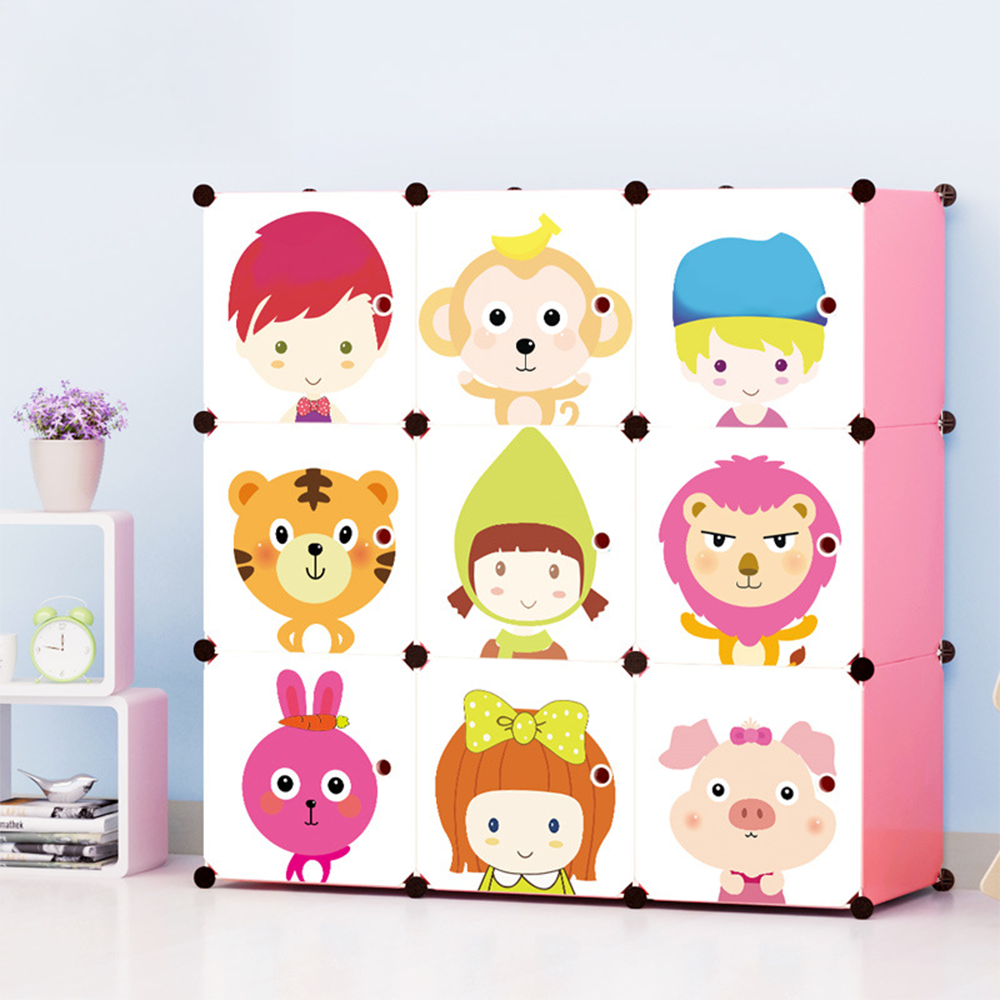 Armoire modulable pliable pour enfants 110 x 110 cm – armoire colorée avec portes imprimées, idéale pour la chambre d’enfant