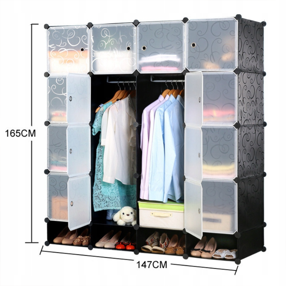 Armoire modulaire pliable 165 x 147 cm – Armoire avec étagères et compartiment à chaussures, idéale pour la chambre ou les déplacements