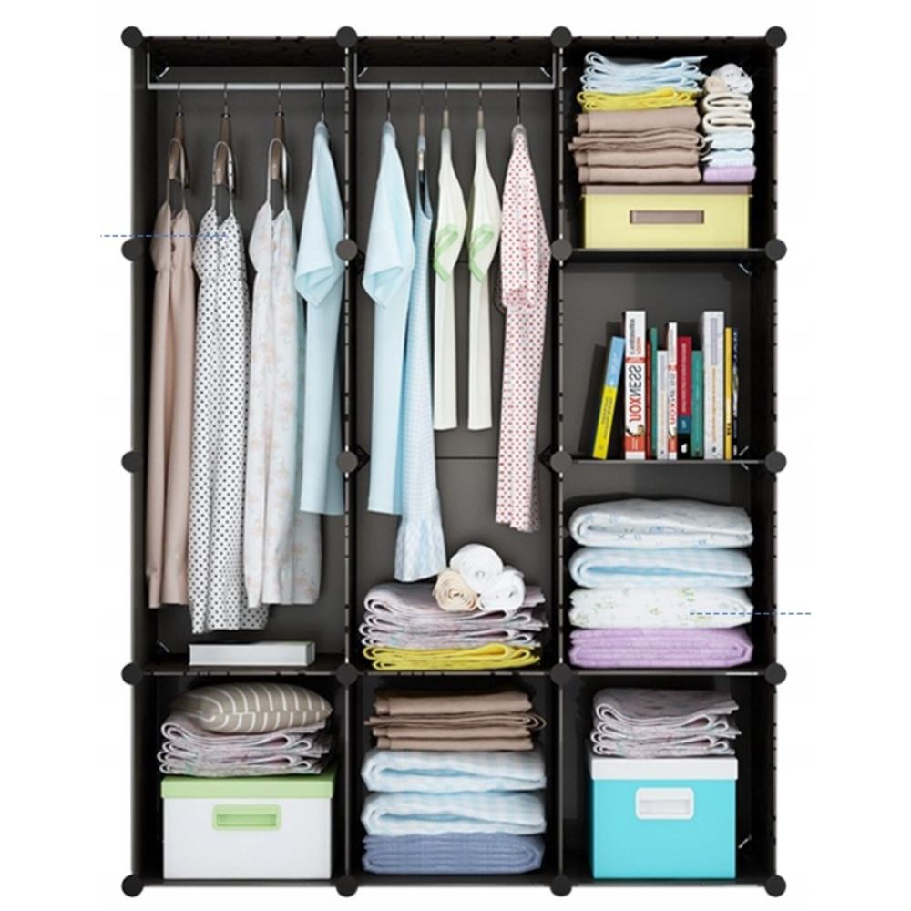 Armoire modulable et pliable 165 x 110 cm – armoire légère avec étagères solides et structure en métal, idéale pour les petits espaces