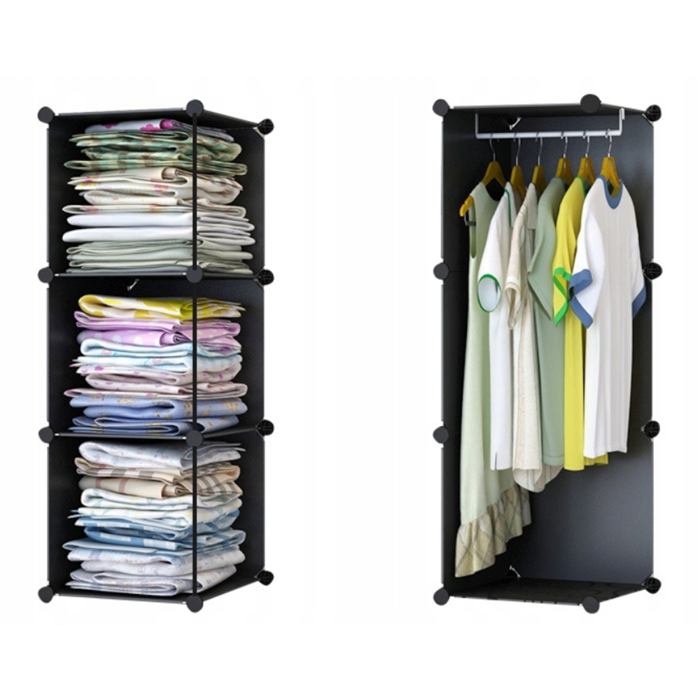 Armoire modulable et pliable 165 x 110 cm – armoire légère avec étagères solides et structure en métal, idéale pour les petits espaces