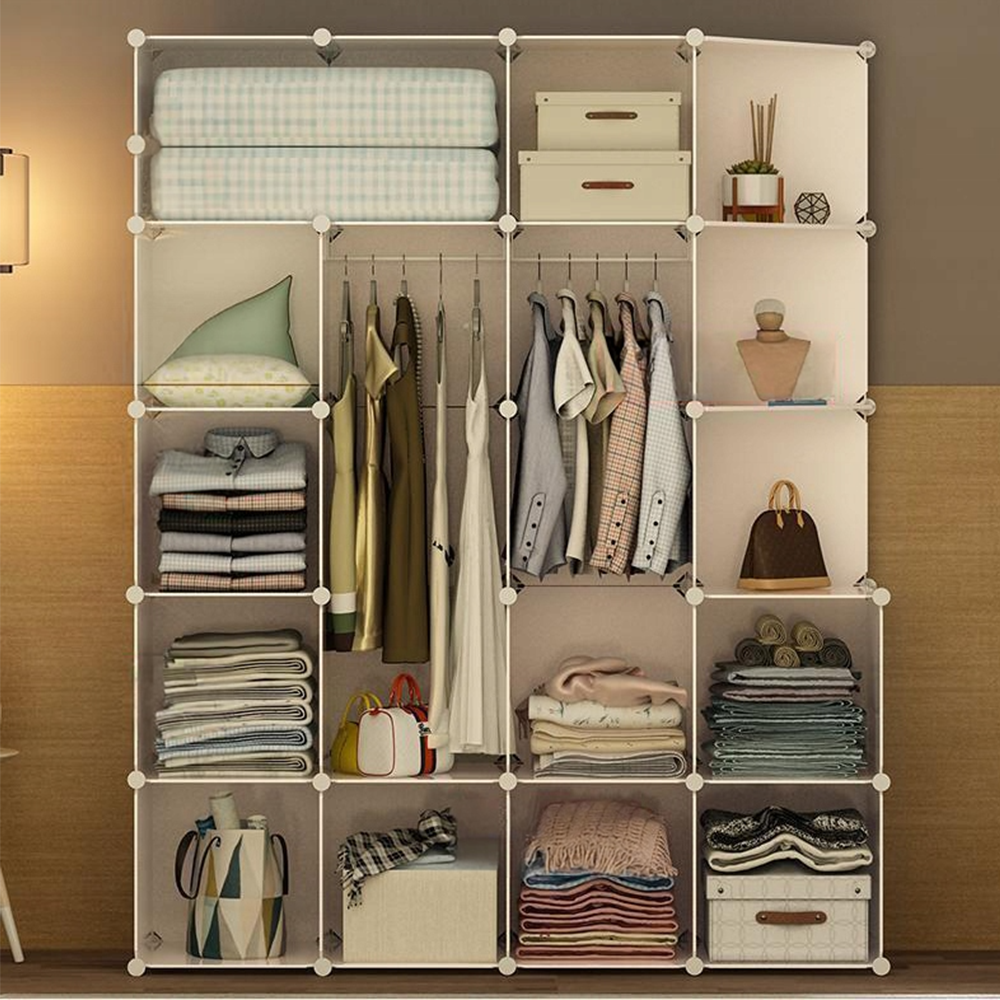 Armoire modulable et pliable 183 x 147 x 47 cm avec structure en métal – solution de rangement pratique pour les petits espaces