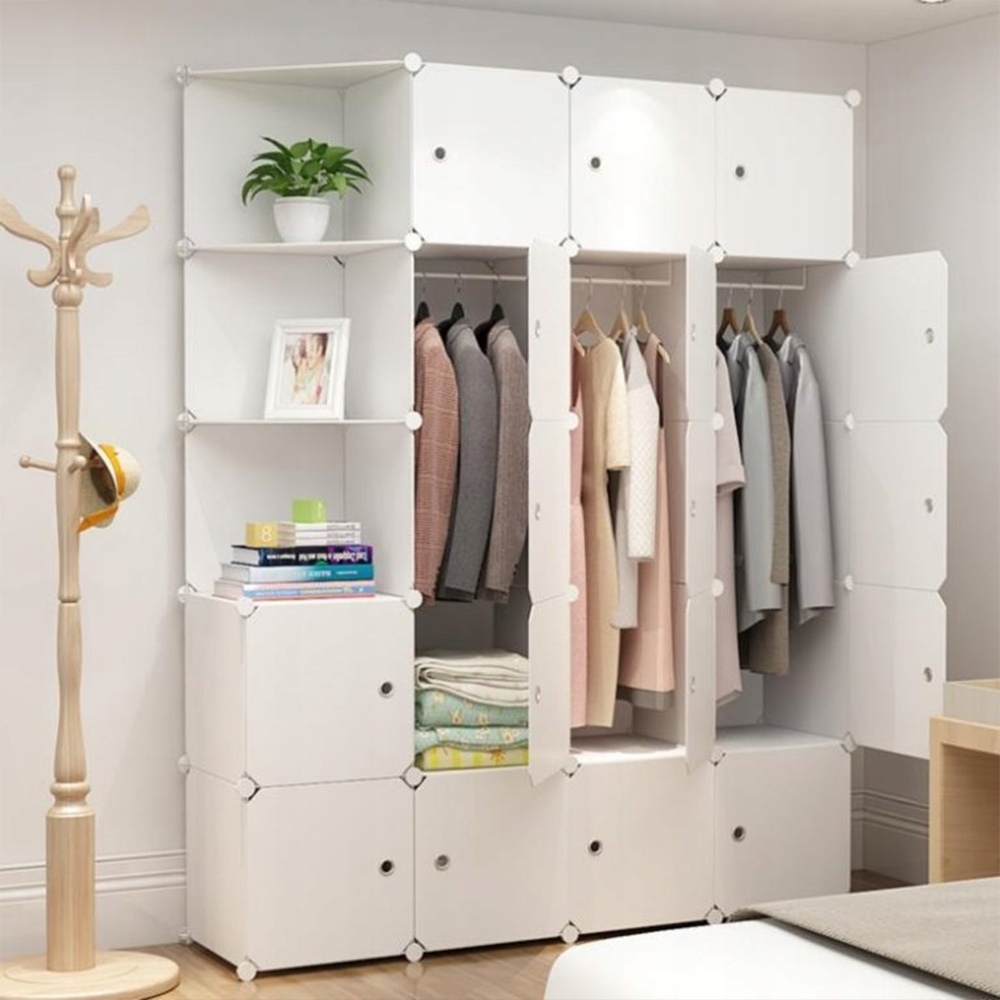 Armoire modulable et pliable 183 x 147 x 47 cm avec structure en métal – solution de rangement pratique pour les petits espaces