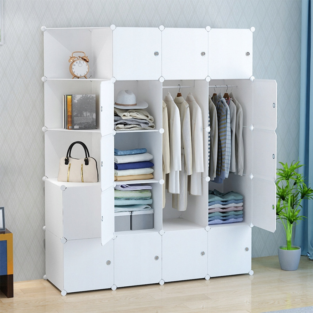 Armoire modulable et pliable 183 x 147 x 47 cm avec structure en métal – solution de rangement pratique pour les petits espaces