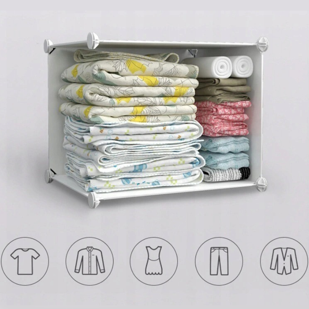 Armoire modulaire pliable avec étagères imperméables – 147 × 111 × 37 cm, solution de mobilier légère et pratique.