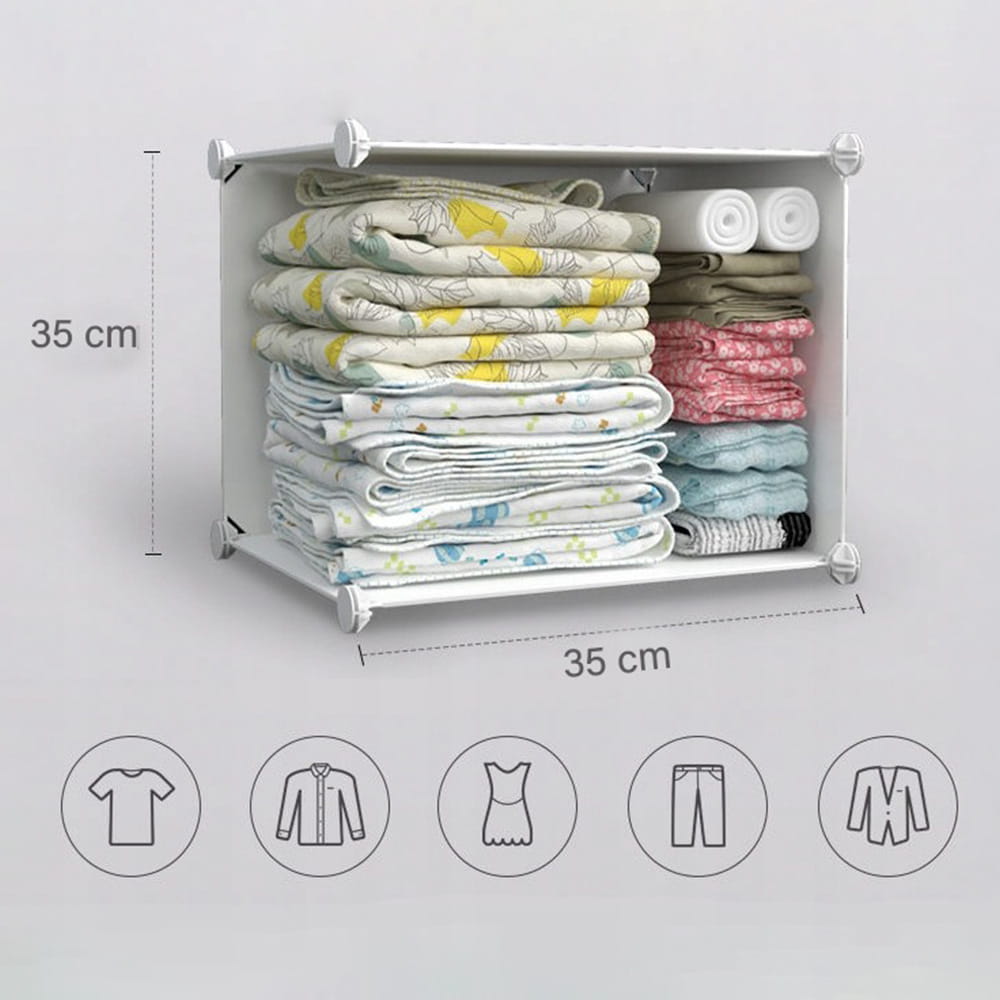 Armoire modulaire en plastique – pour le rangement des vêtements, chaussures et jouets, 110x147x47 cm