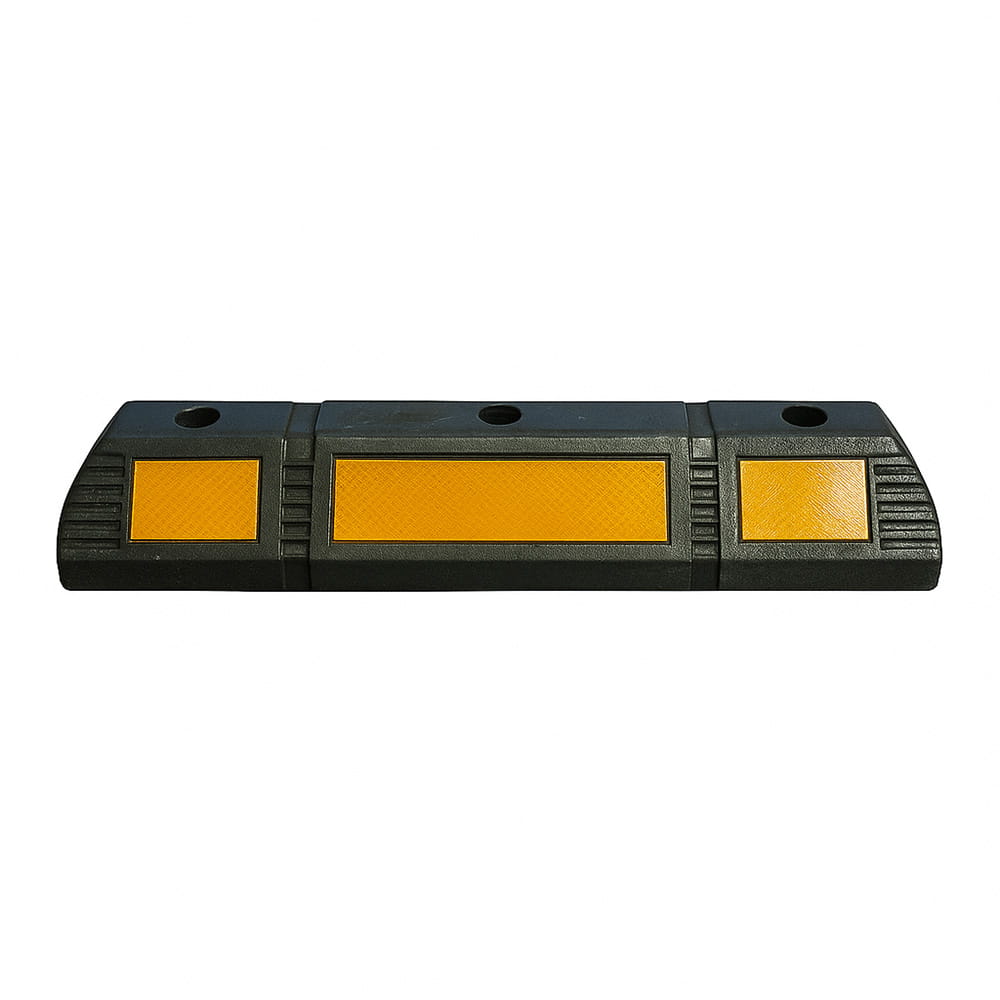 Butées de stationnement en caoutchouc – lot de 2 pièces de 59 cm avec bande réfléchissante jaune