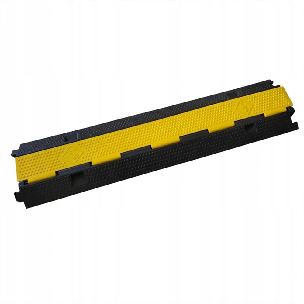 Rampe passe-câbles 1 m – 2 canaux – capacité de charge 7 tonnes – protection des câbles noir et jaune