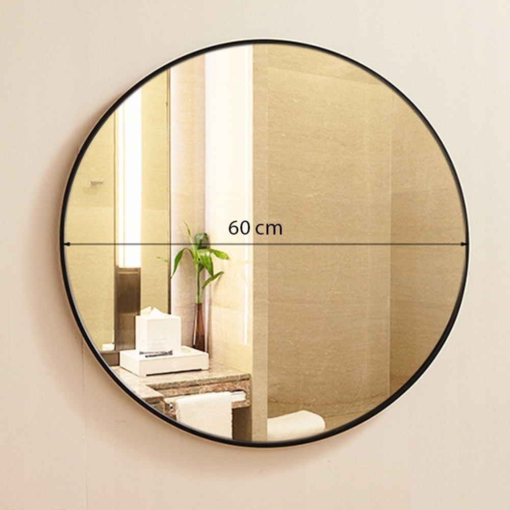 Miroir rond avec cadre fin – diamètre 60 cm, installation facile, design moderne