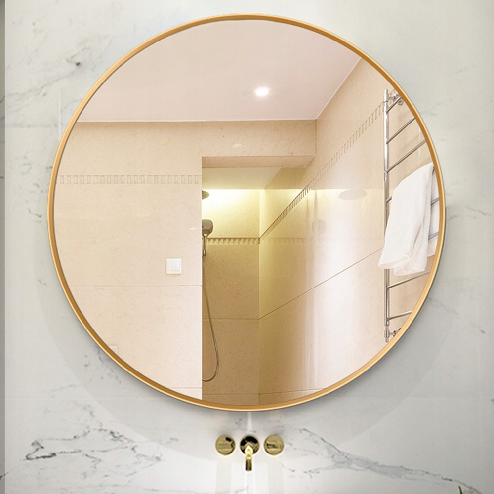 Miroir rond avec cadre doré, 60 cm – design élégant pour la chambre, le salon ou la salle de bain