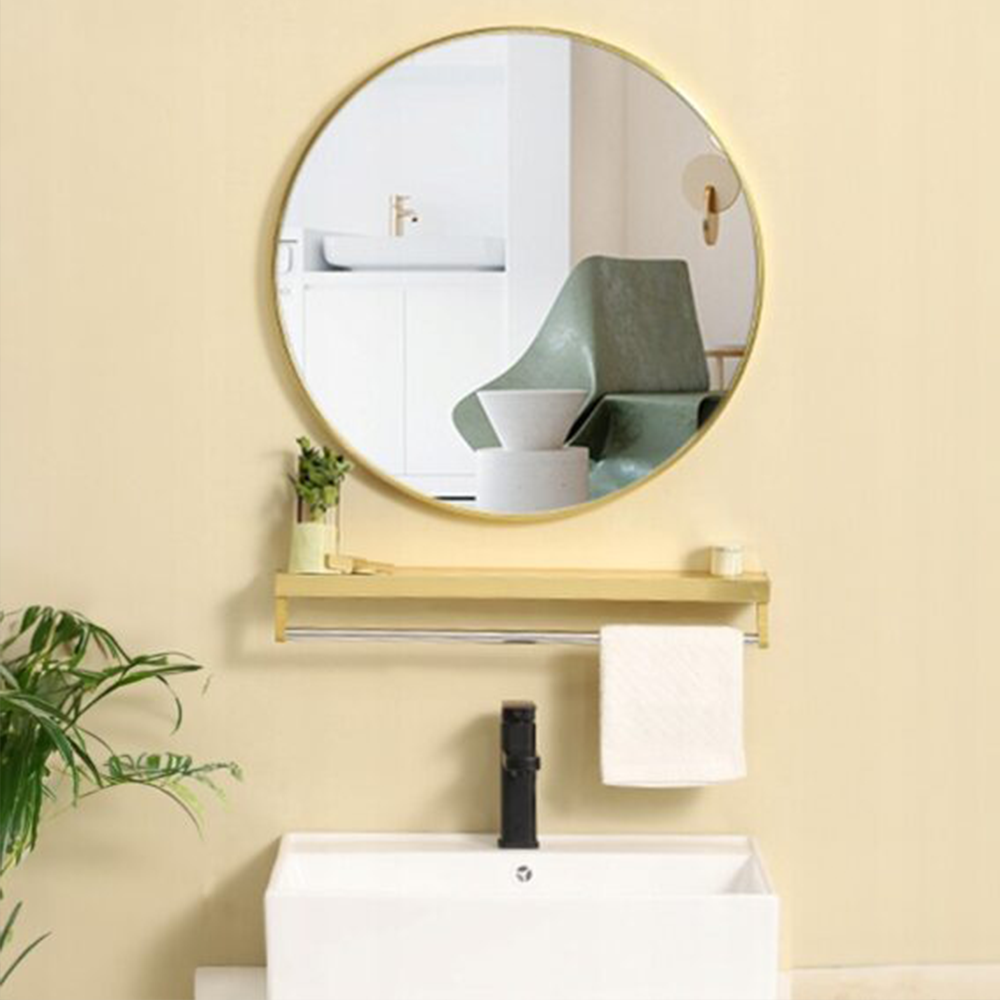 Miroir rond avec cadre doré, 60 cm – design élégant pour la chambre, le salon ou la salle de bain