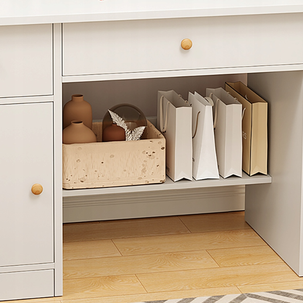 Coiffeuse blanche avec miroir, 80 x 34 x 125 cm – Meuble élégant et compact pour le maquillage et le rangement