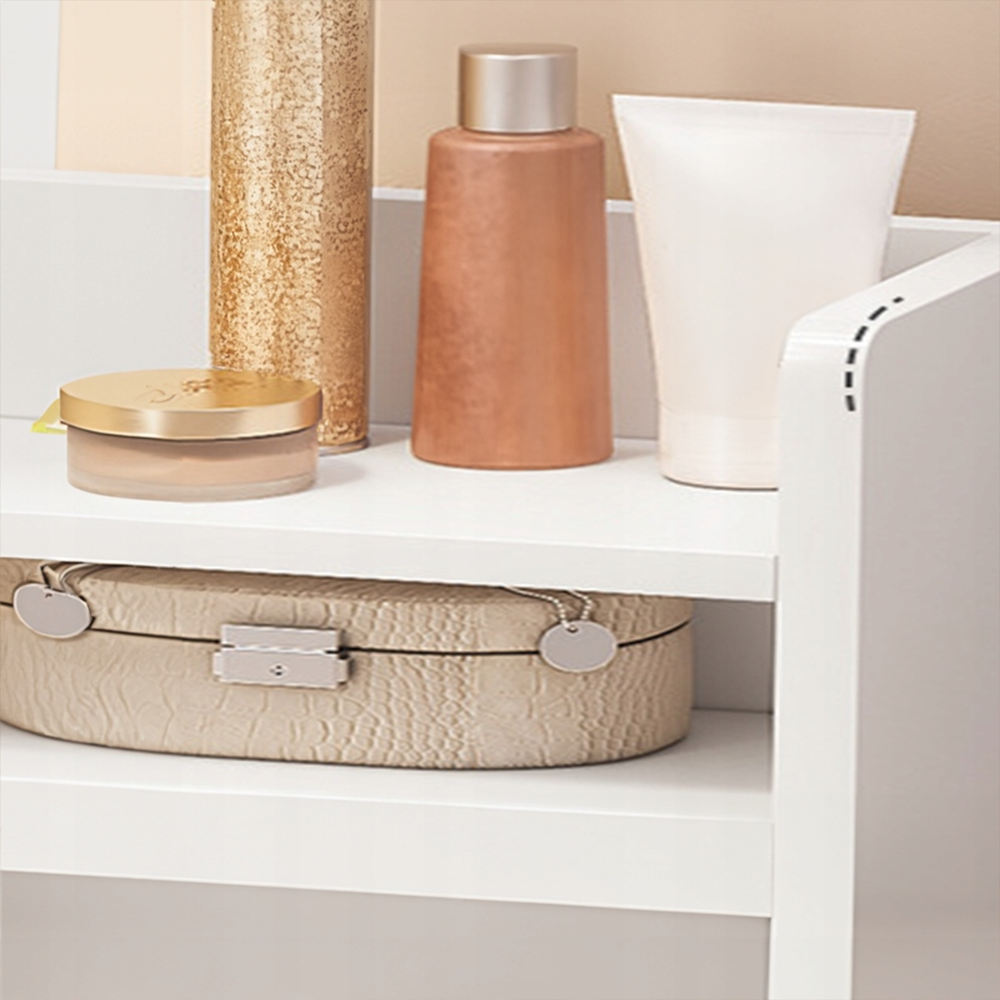 Coiffeuse blanche avec miroir, 80 x 40 x 120 cm – meuble moderne pour la chambre ou la salle de bain