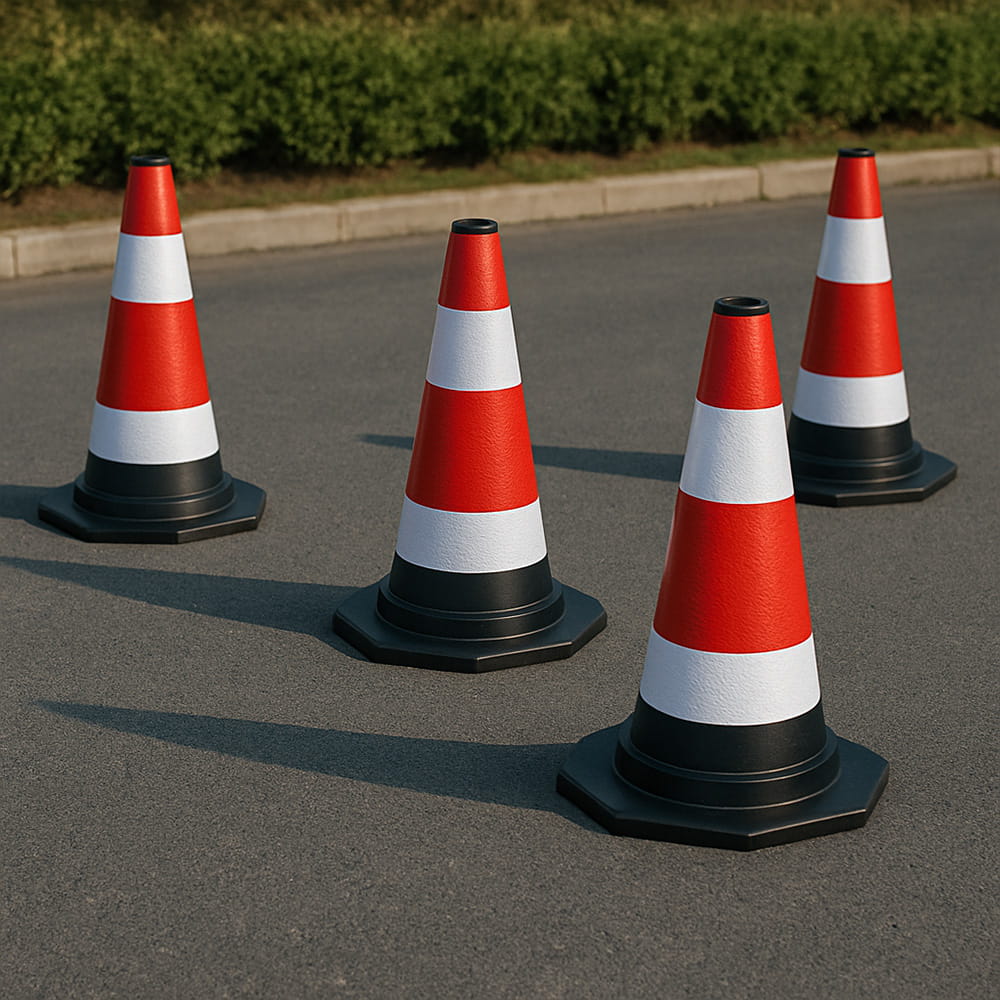 Lot de 10 cônes de signalisation flexibles et réfléchissants – 40 cm – Délimitation sécurisée des zones de circulation et de chantier