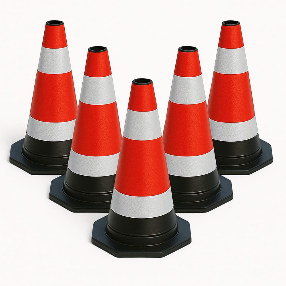 Lot de 5 cônes de signalisation flexibles et réfléchissants – Hauteur 40 cm – Délimitation sécurisée des zones de circulation et de chantier