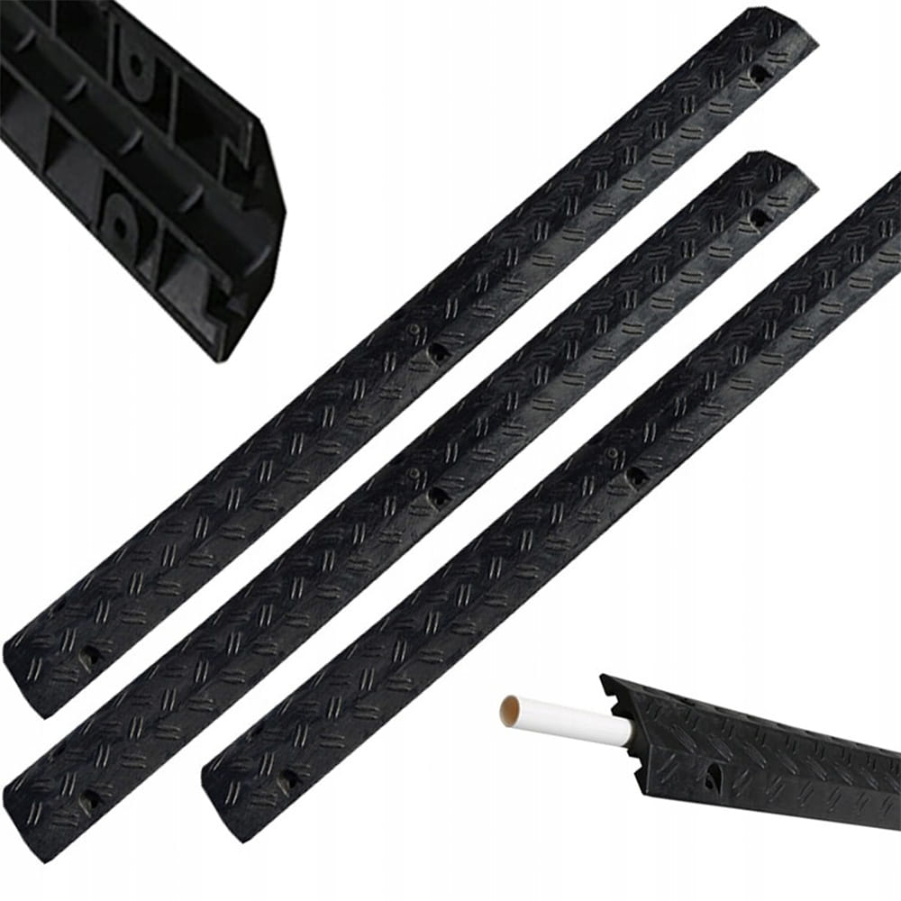 Ensemble de 3 rampes passe-câbles – 100 x 10 x 2 cm – protection robuste pour câbles extérieurs