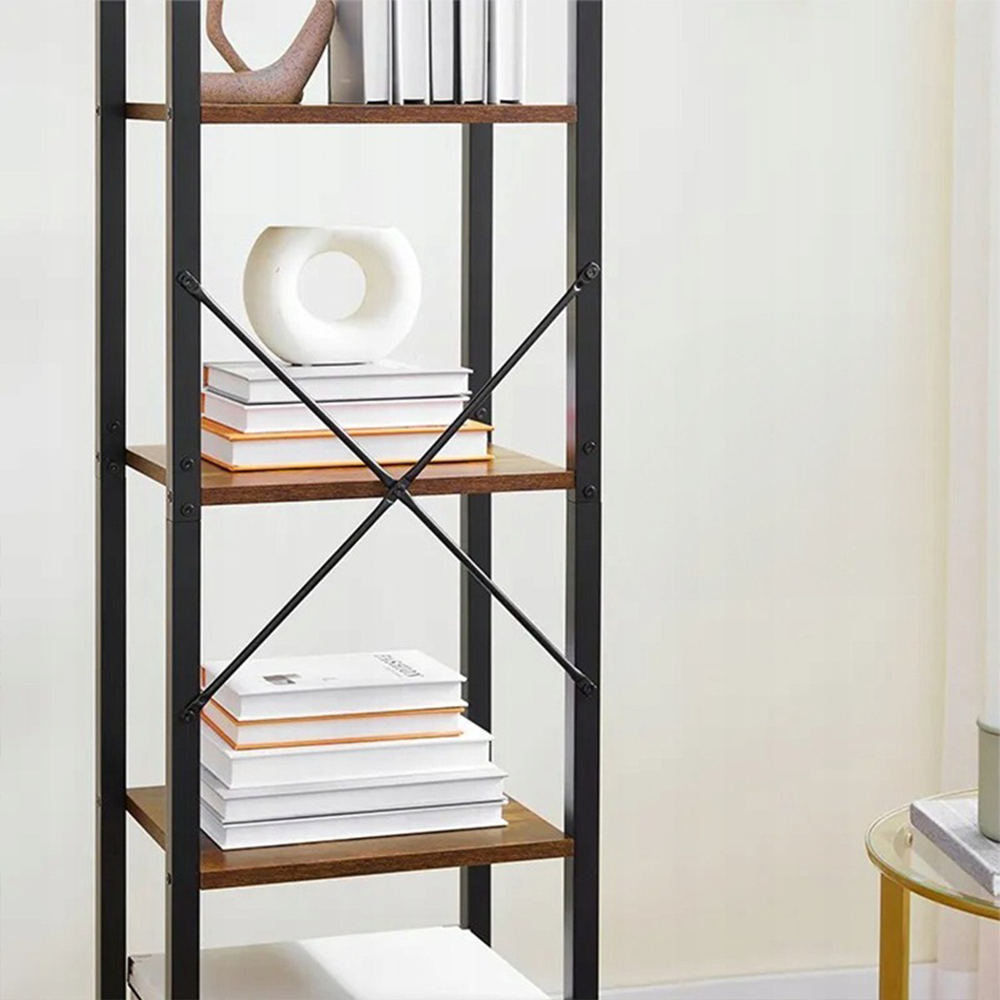 Bibliothèque étroite au style industriel loft – 40 x 30 x 187,5 cm, avec cadre en métal