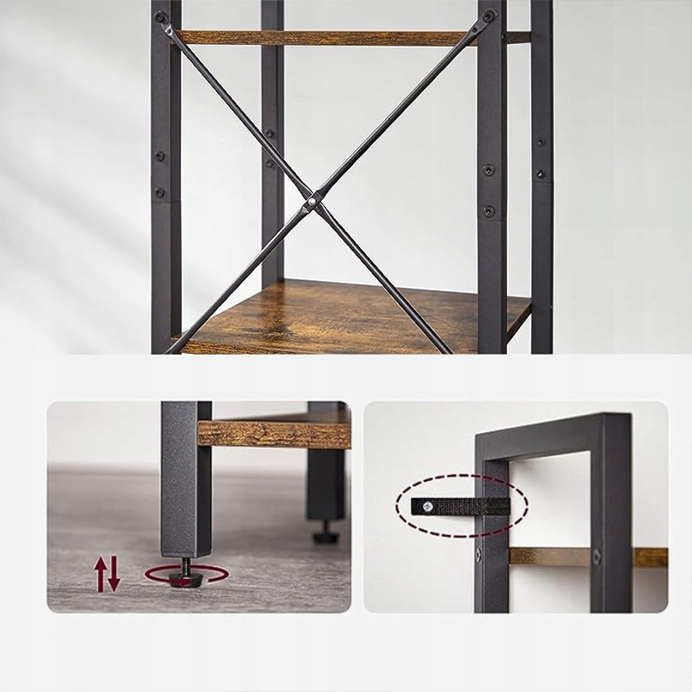 Bibliothèque étroite au style industriel loft – 40 x 30 x 187,5 cm, avec cadre en métal