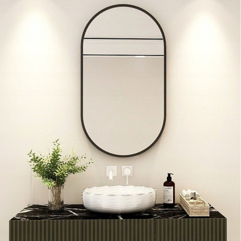 Miroir décoratif 75 x 40 cm – installation facile, design moderne pour la salle de bain, l’entrée ou la chambre