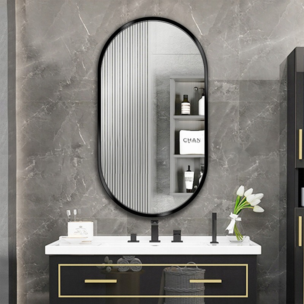 Miroir décoratif 75 x 40 cm – installation facile, design moderne pour la salle de bain, l’entrée ou la chambre