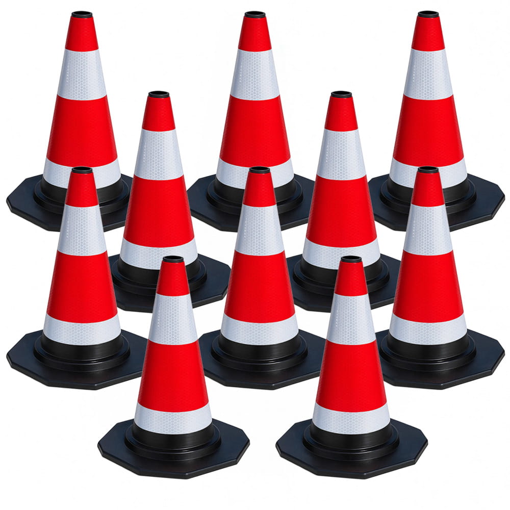 Lot de 10 cônes de signalisation flexibles et réfléchissants – 40 cm – Délimitation sécurisée des zones de circulation et de chantier