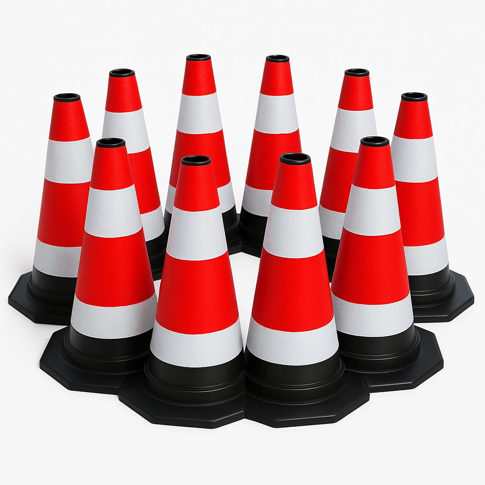 Lot de 10 cônes de signalisation flexibles de 60 cm avec bandes réfléchissantes – Pour une délimitation sécurisée sur la route et sur les chantiers