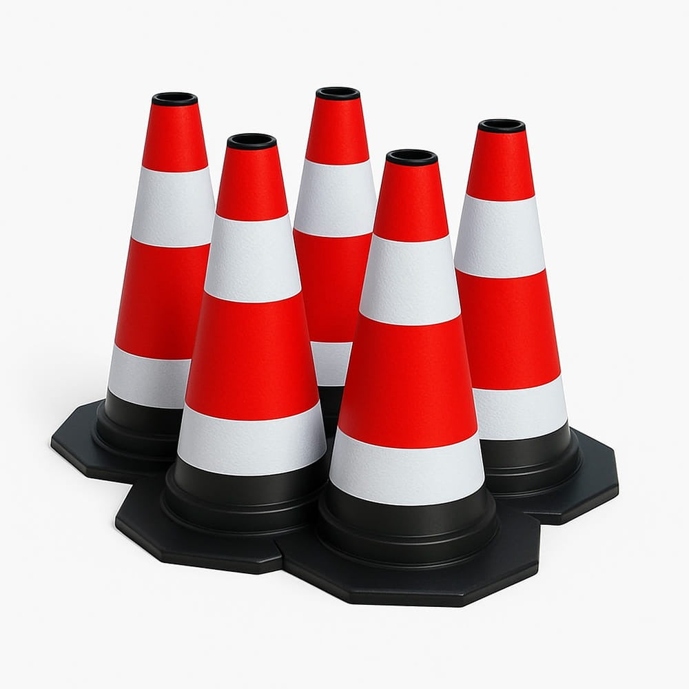 Lot de 5 cônes de signalisation 60 cm – Flexibles et réfléchissants – Pour un balisage sécurisé sur la route et sur les chantiers