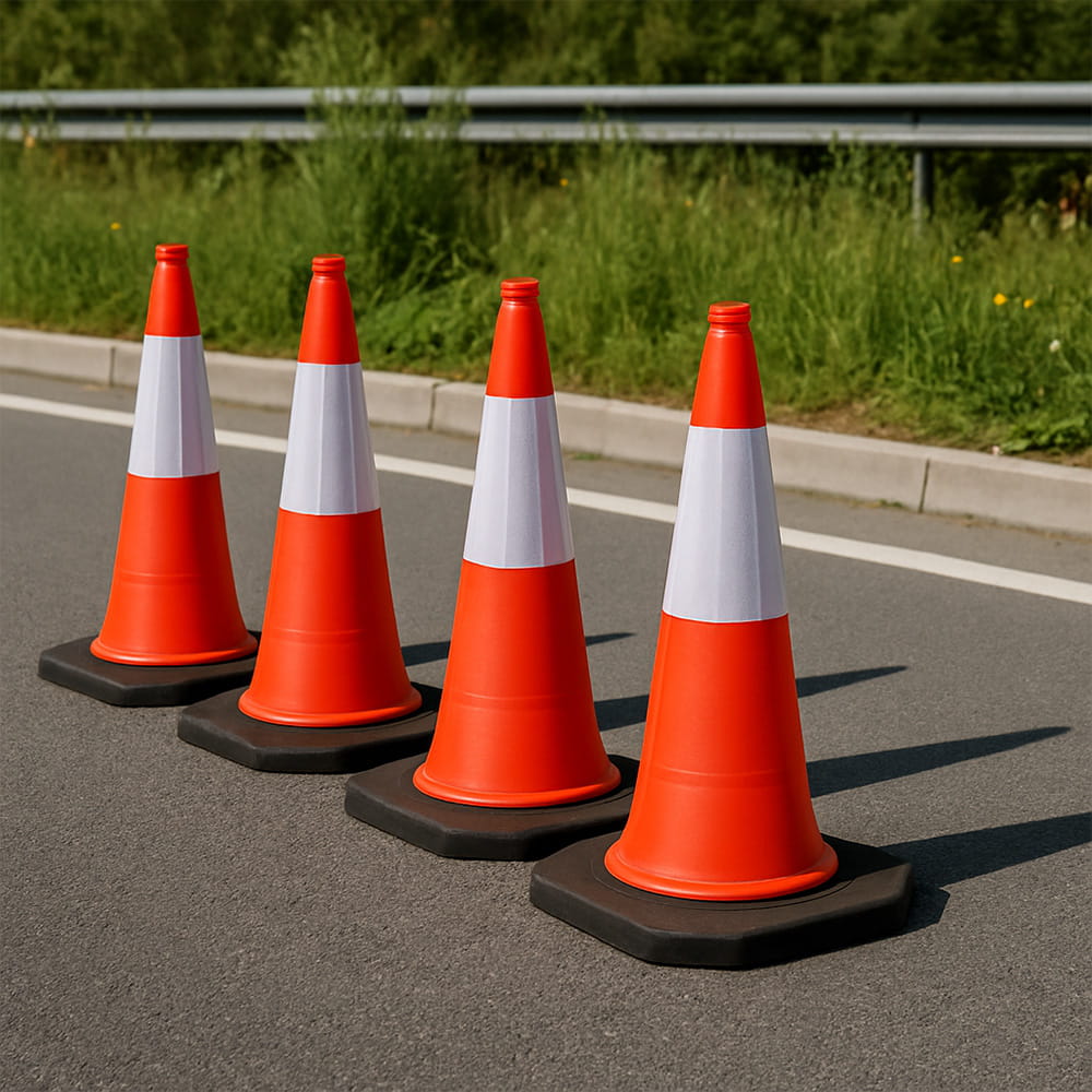 Ensemble de 10 cônes de signalisation – 75 cm, résistants aux intempéries, avec bande réfléchissante