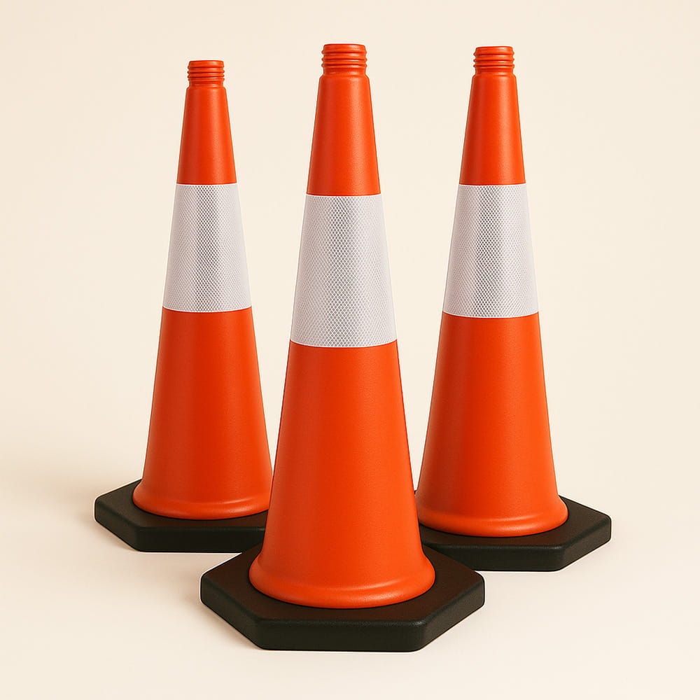 Set de 3 cônes de signalisation – Solution idéale pour le marquage temporaire de la chaussée.