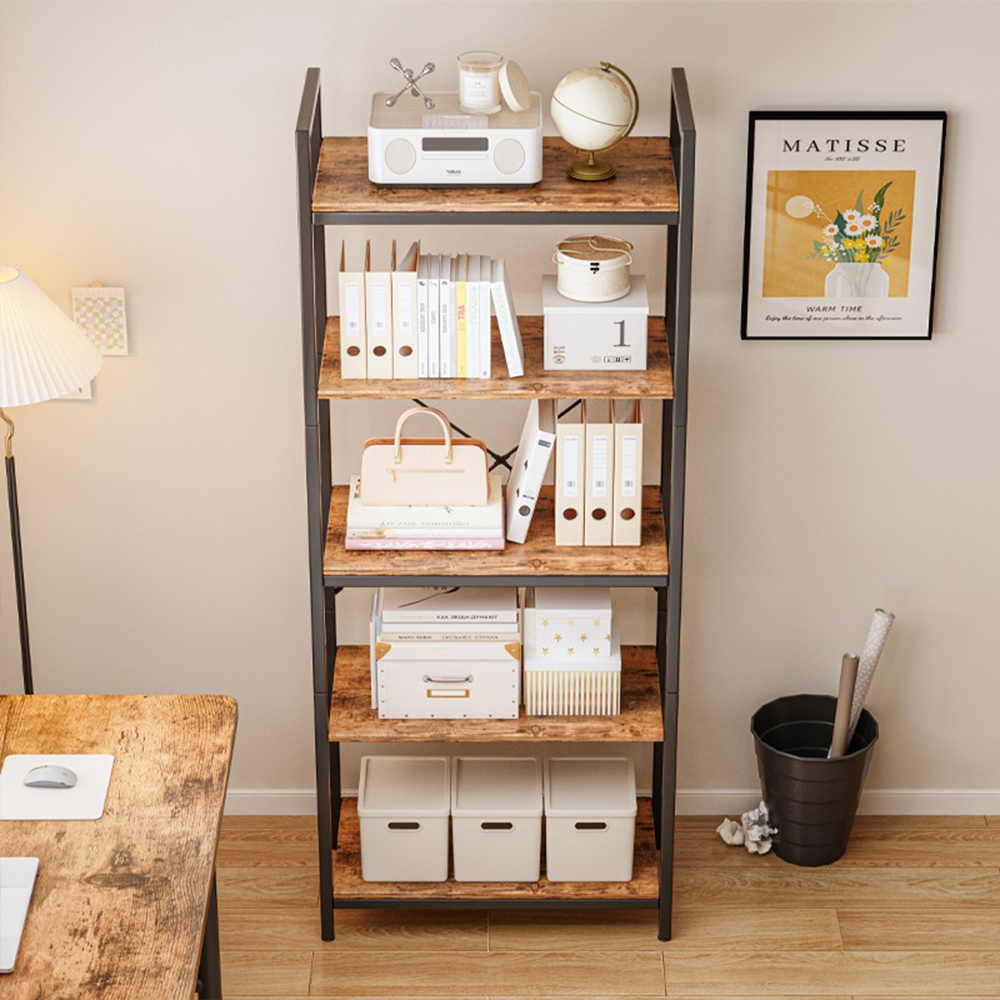Étagère industrielle de style loft – 66 × 30 × 153 cm, en MDF rustique et structure en métal