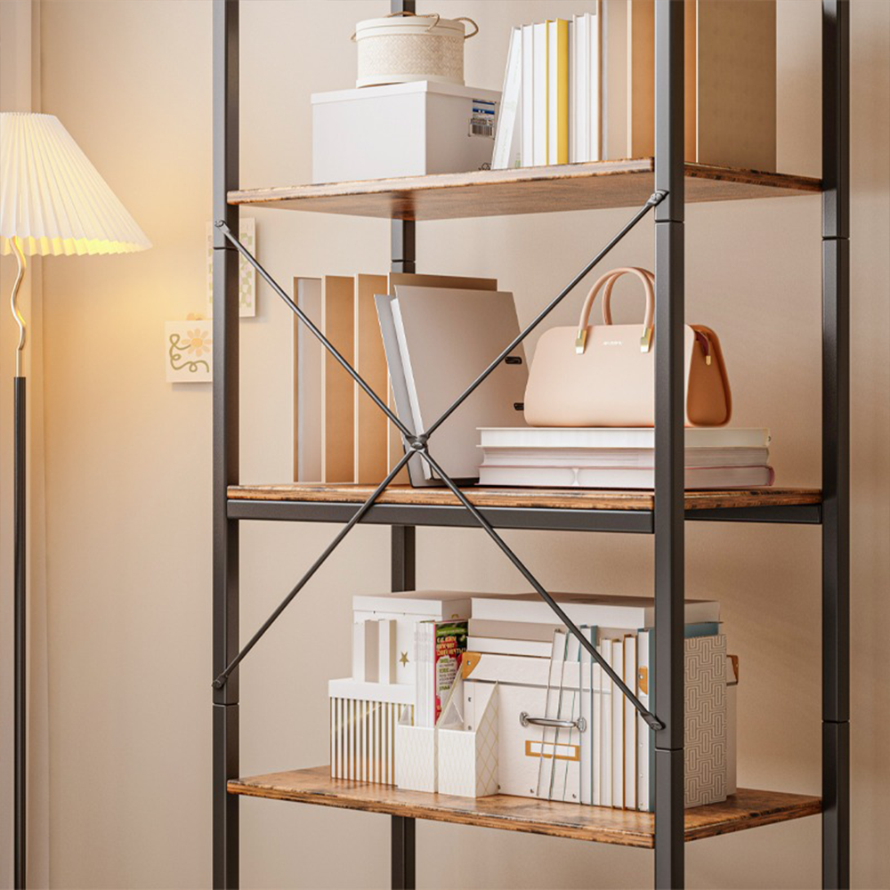 Étagère industrielle de style loft – 66 × 30 × 153 cm, en MDF rustique et structure en métal