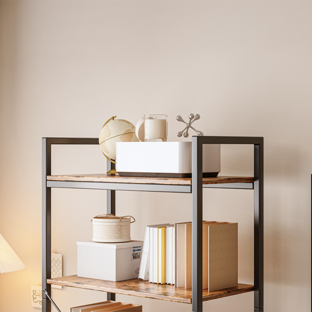 Étagère industrielle de style loft – 66 × 30 × 153 cm, en MDF rustique et structure en métal