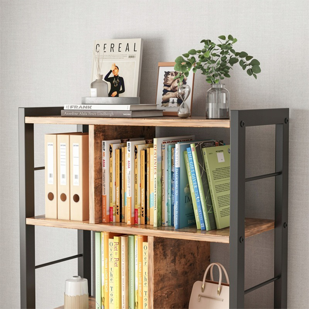 Étagère échelle industrielle – 155 cm, brun rustique avec cadre en métal noir, style loft