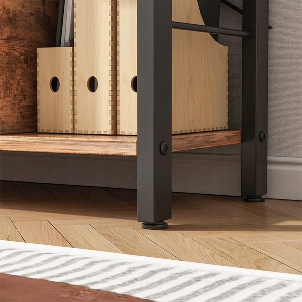 Étagère échelle industrielle – 155 cm, brun rustique avec cadre en métal noir, style loft