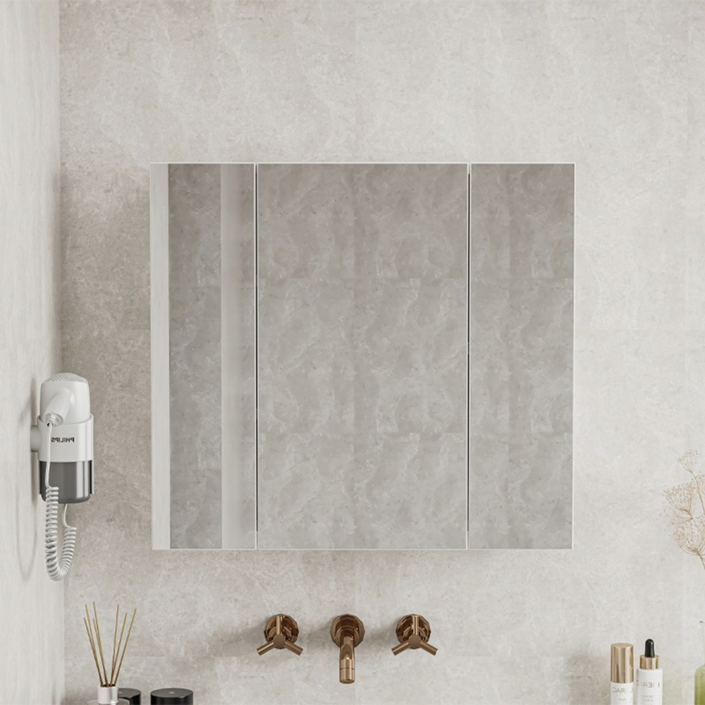 Armoire de salle de bain murale avec triple miroir, 60 cm – moderne et pratique, blanche