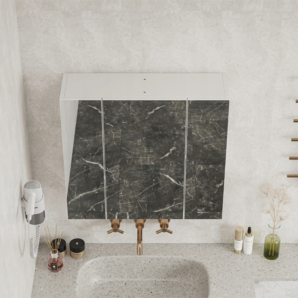 Armoire de salle de bain murale avec triple miroir, 60 cm – moderne et pratique, blanche