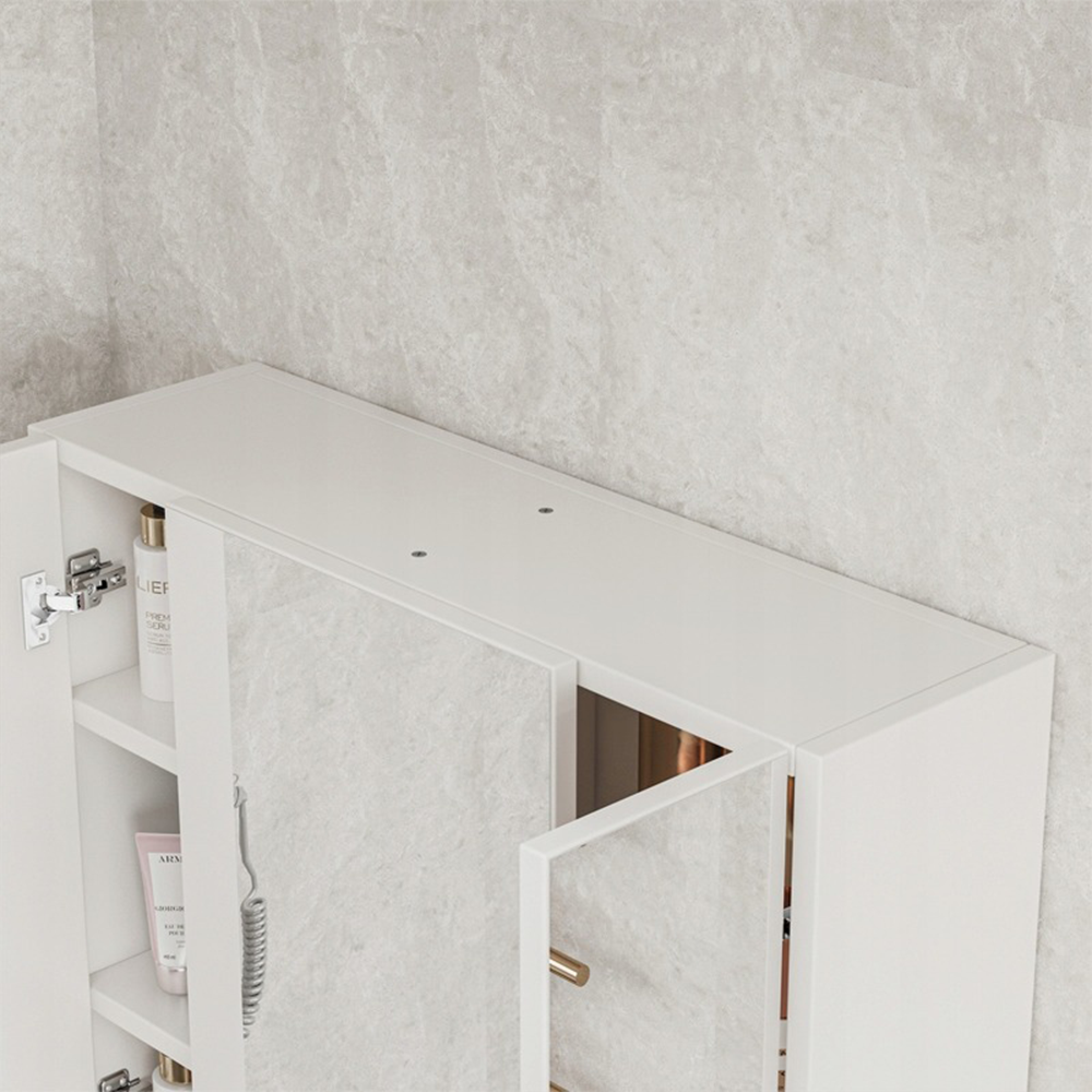 Armoire de salle de bain murale avec triple miroir, 60 cm – moderne et pratique, blanche