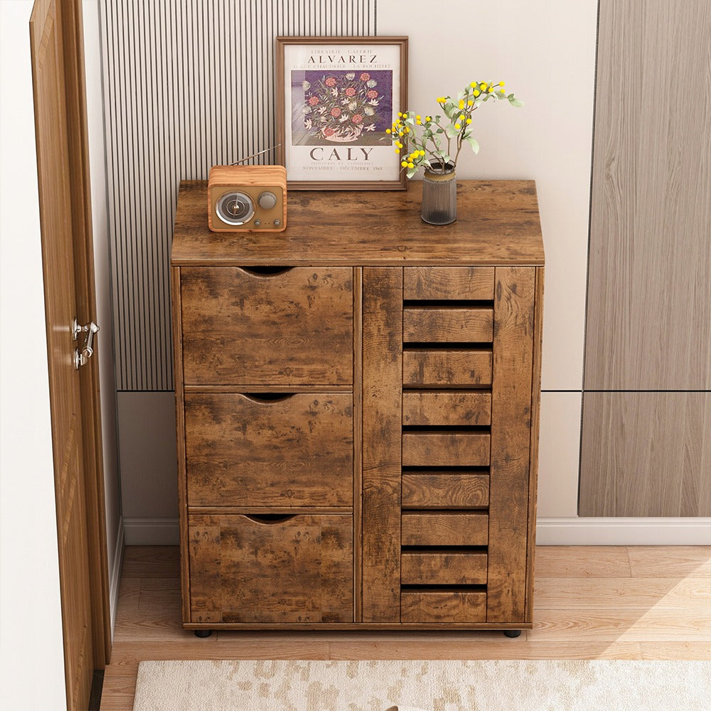 Commode moderne avec 4 tiroirs – 60x30x80 cm | Design à lamelles pour des intérieurs élégants