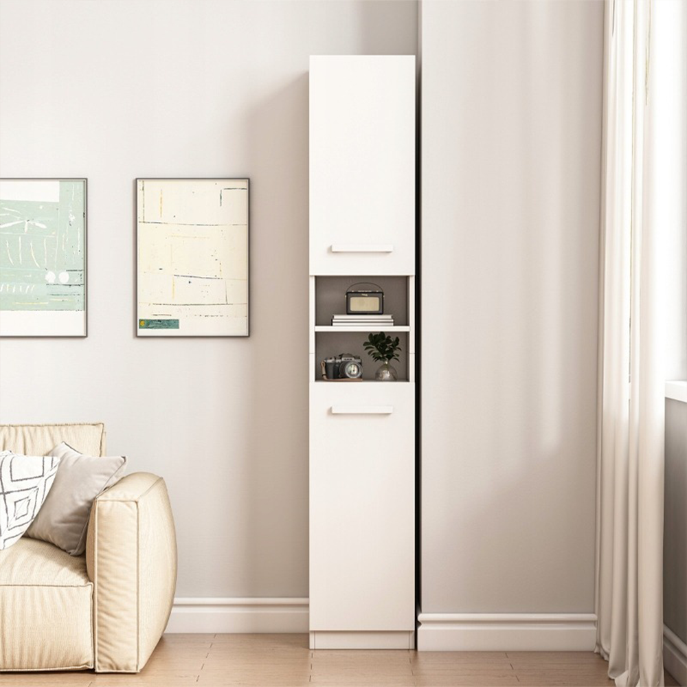 Colonne de rangement moderne blanche – 180x32x30 cm, étagère polyvalente en MDF