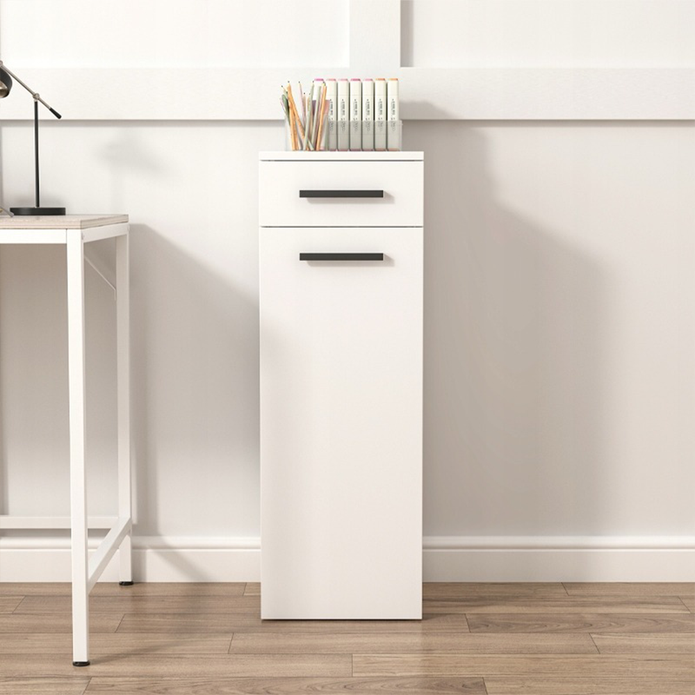 Meuble blanc avec tiroir, style scandinave – 30x85x30 cm