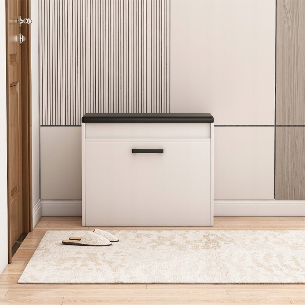 Meuble à chaussures blanc avec banc – 60 × 49 × 35 cm – banc avec espace de rangement