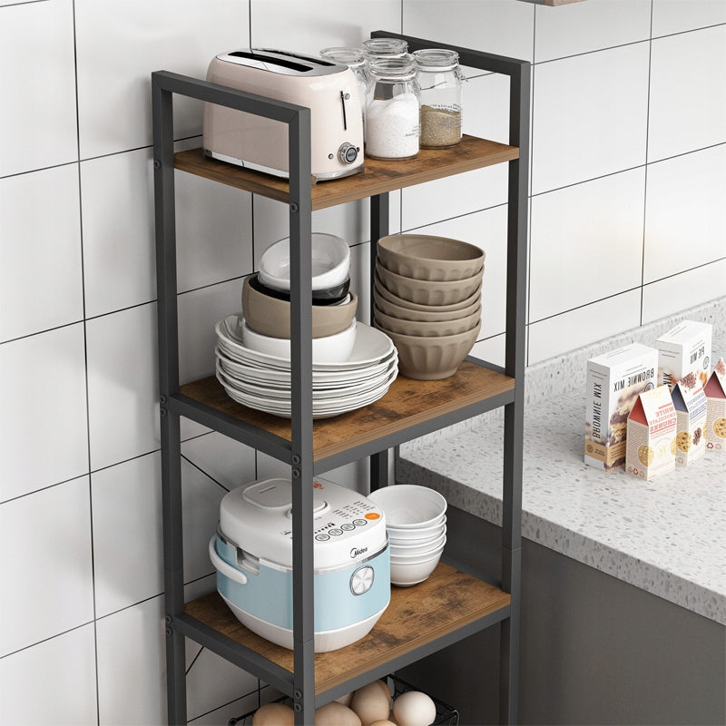 Étagère industrielle – 154 x 40 x 30 cm, 5 étagères, style loft, MDF et métal