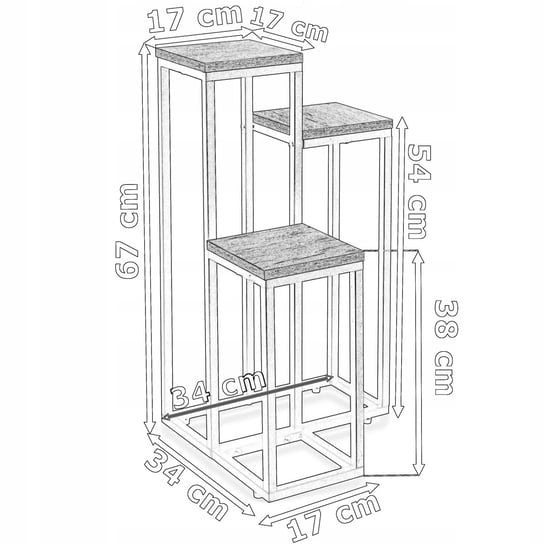 Support à plantes blanc – 67 cm – Style loft à 3 niveaux