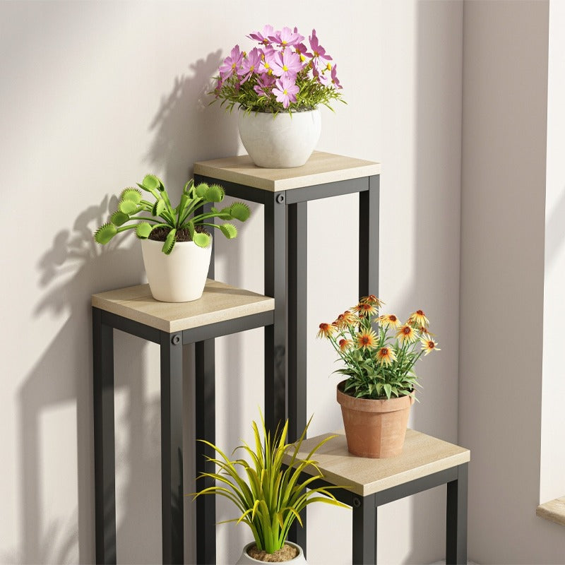 Support à plantes en métal à 4 niveaux – Porte-fleurs élégant au style loft