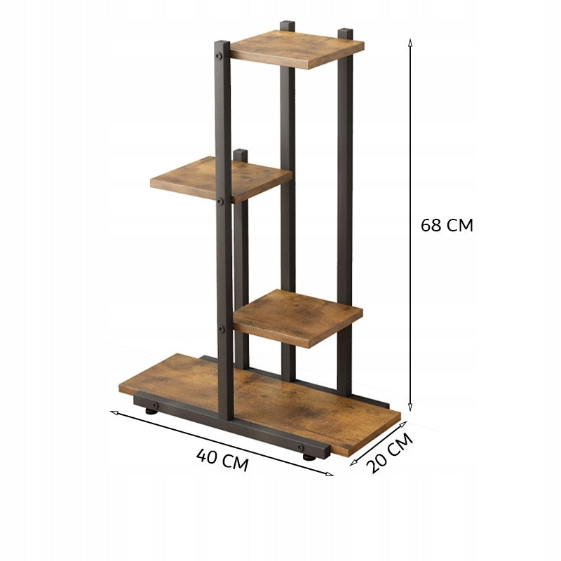 Support à plantes style loft rustique – étagère à plantes pour pots de fleurs