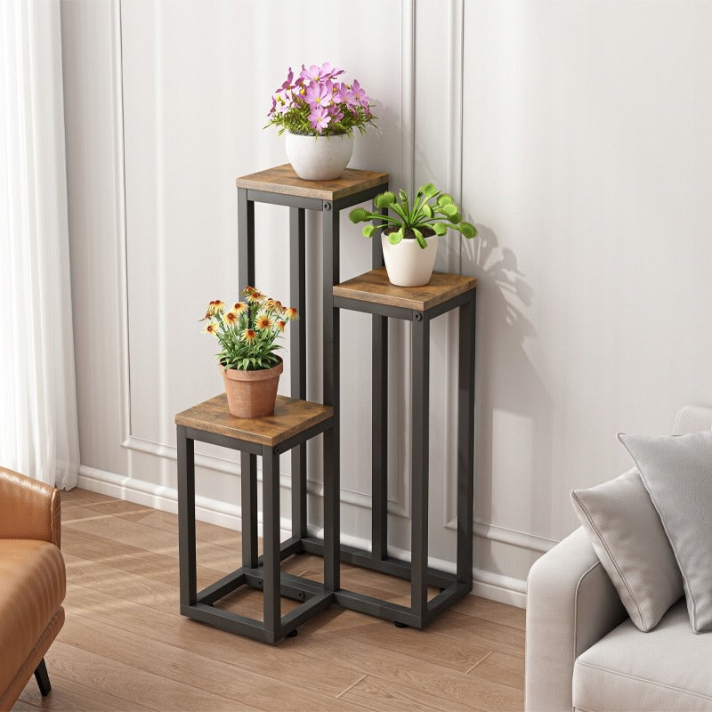 Étagère à plantes en métal rustique à 3 niveaux pour pots de fleurs